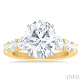 1 1/4 ctw Oval Shape Round Cut Diamond Semi Mount Engagement Ring in 14K Yellow and White Gold